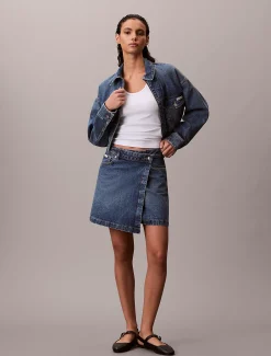 Calvin Klein Wickel-Minirock aus Denim^Damen Kleider & Röcke