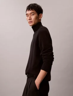 Calvin Klein Woll-Pullover mit hohem Stehkragen^Herren Strickdesigns