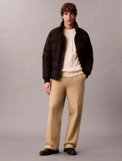 Calvin Klein Zopfstrick-Pullover mit Rundhalsausschnitt aus Lamwollgemisch^Herren Strickdesigns