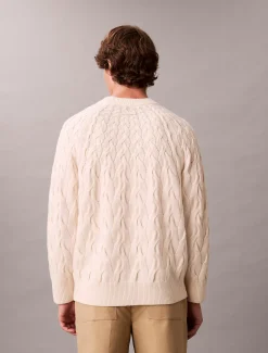 Calvin Klein Zopfstrick-Pullover mit Rundhalsausschnitt aus Lamwollgemisch^Herren Strickdesigns