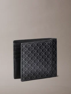 Calvin Klein Zweifach faltbares Portemonnaie mit durchgehendem Emblem-Logo und Münzfach^Herren Geldbörsen & Kartenetuis