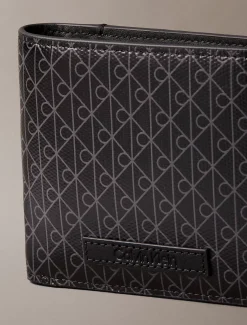 Calvin Klein Zweifach faltbares Portemonnaie mit durchgehendem Emblem-Logo und Münzfach^Herren Geldbörsen & Kartenetuis
