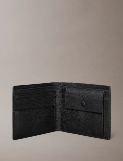 Calvin Klein Zweifach faltbares Portemonnaie mit geprägtem Folien-Logo und Münzfach^Herren Geldbörsen & Kartenetuis
