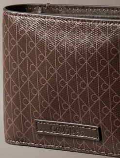 Calvin Klein Zweifach faltbares Portemonnaie mit durchgehendem Emblem-Logo und Münzfach^Herren Geldbörsen & Kartenetuis