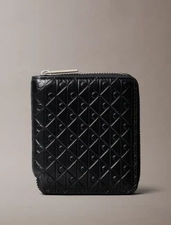 Calvin Klein Zweifach faltbares Reißverschluss-Portemonnaie mit durchgehender Monogrammprägung^Herren Geldbörsen & Kartenetuis