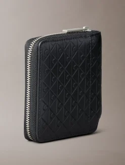 Calvin Klein Zweifach faltbares Reißverschluss-Portemonnaie mit durchgehender Monogrammprägung^Herren Geldbörsen & Kartenetuis