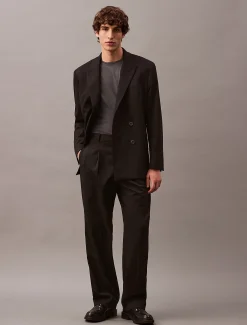 Calvin Klein Zweireihiger Blazer aus Wolle^Herren Anzüge|JackenFrisch Eingetroffen