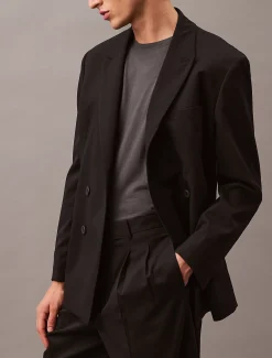 Calvin Klein Zweireihiger Blazer aus Wolle^Herren Anzüge|JackenFrisch Eingetroffen