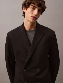 Calvin Klein Zweireihiger Blazer aus Wolle^Herren Anzüge|JackenFrisch Eingetroffen